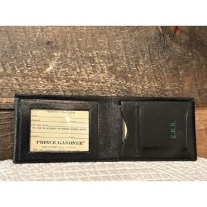 Prince Gardner Banker Men's Leather Bifold Wallet Banker Top Grain Cowhide Black